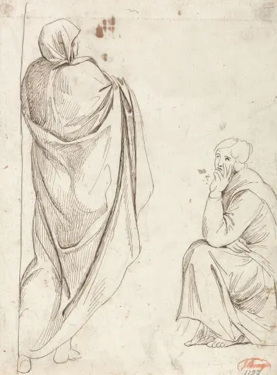 Standing Figure and Seated Figure von George Romney