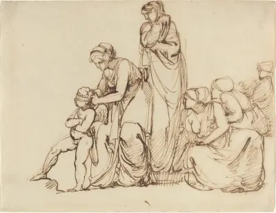 The Blindfolding of Cupid von George Romney
