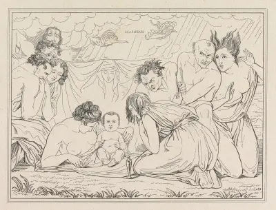 Den unge Shakespeare med Naturen och Passions av George Romney