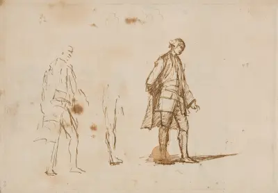 Två studier till ett mansporträtt av George Romney