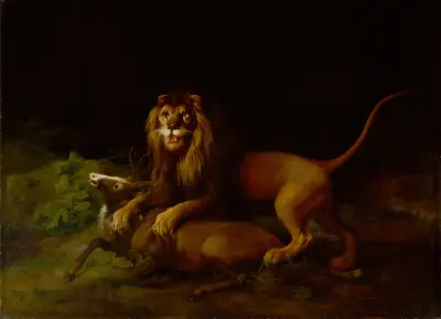 Ett lejon som anfaller en hjort av George Stubbs