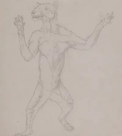 Tiger Body, Standing in Human Posture (1795 to 1806) av George Stubbs
