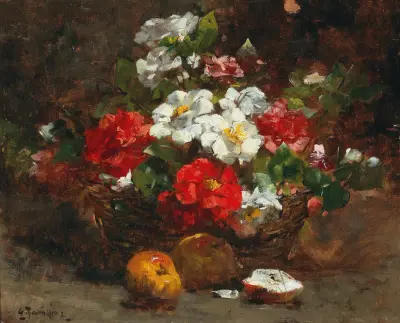 A basket full of flowers av Georges Jeannin