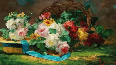 Rosen mit Hut av Georges Jeannin