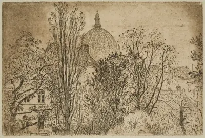 Pohled na Schaerbeek s kupolí královského kostela svaté Marie v pozadí, Georges Lemmen