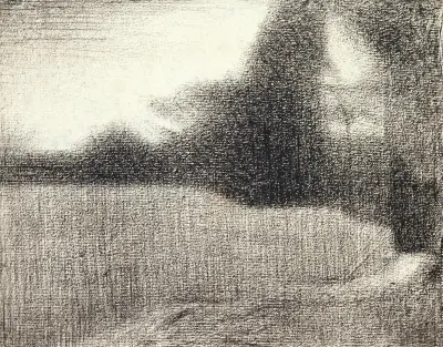 Blé et arbres (Le Champ de blé) av Georges Seurat
