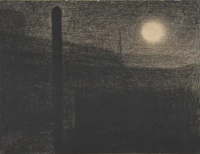 Courbevoie; Factories by Moonlight av Georges Seurat
