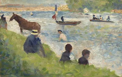 Horse and Boats (Study for  Bathers at Asnières ) av Georges Seurat