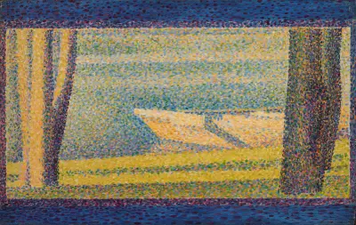 Moored Boats and Trees av Georges Seurat