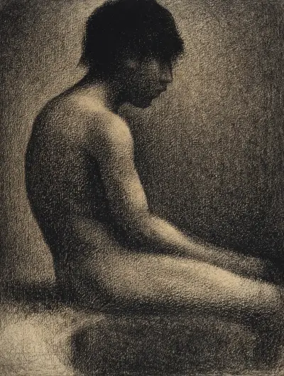 Seated Nude; Study for ‘Une Baignade’ av Georges Seurat