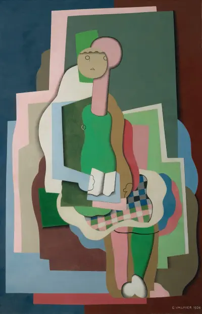 Ung flicka sittande (Porträtt av konstnärens dotter) av Georges Valmier