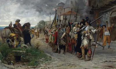 Roll-Call After The Pillage (L’appel Aprés Le Pillage) av Jehan Georges Vibert