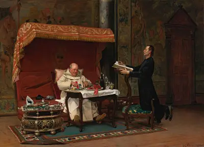 The Canon’s Dinner av Jehan Georges Vibert