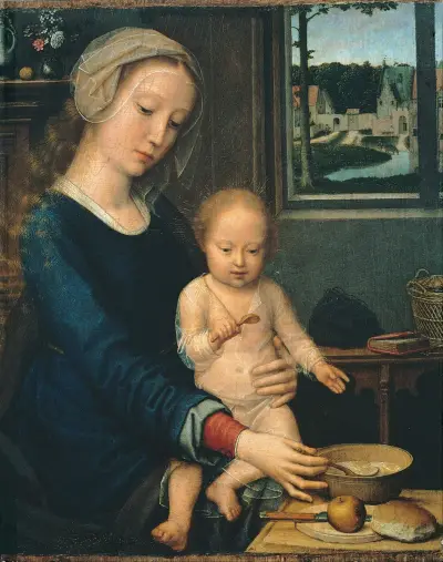 Madonna and Child with the Milk Soup av Gerard David