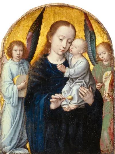 Virgin with Child between Angels playing Music av Gerard David