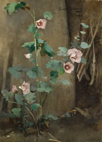 Mallows by a Wall av Gerda Tirén