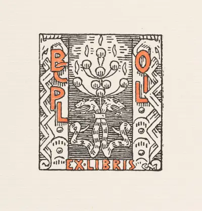 Bookplate of O.J. Larsen av Gerhard Munthe