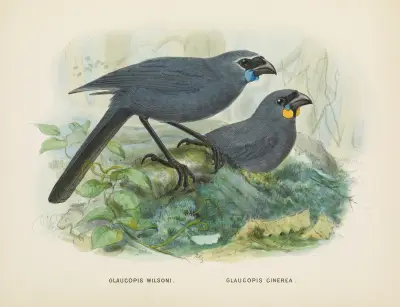Glaucopis wilsoni and Glaucopis cinerea av John Gerrard Keulemans