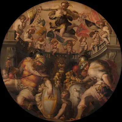 Allegorier över stadsdelarna Santo Spirito och Santa Croce av Giorgio Vasari