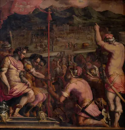 Grundandet av Florentia, en romersk bosättning av Giorgio Vasari