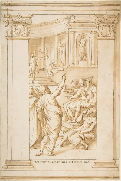 Paulus talar inför kung Agrippa av Giorgio Vasari