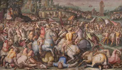 The rout of the Pisans at Torre San Vincenzo av Giorgio Vasari