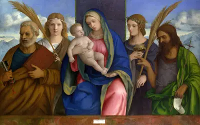 Madonna and Child with Saints av Giovanni Bellini