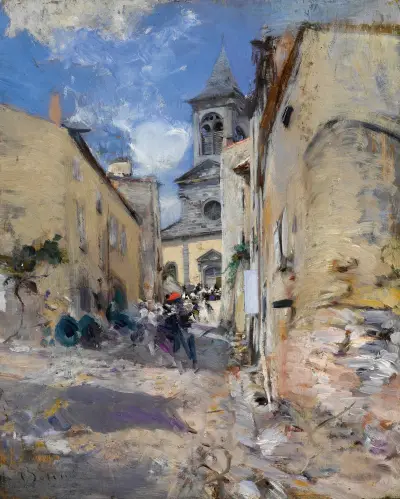 Lantkyrkan (Utgången från mässan) av Giovanni Boldini