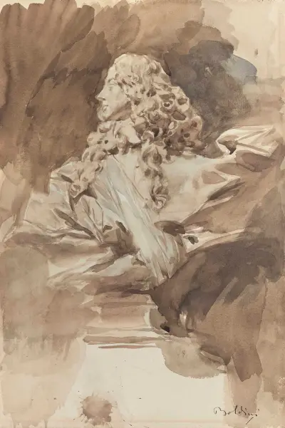 Studie av Francesco I d'Estes byst, efter Bernini av Giovanni Boldini
