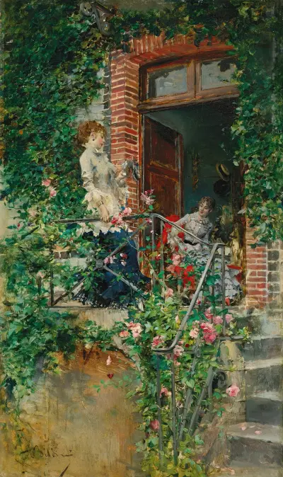 On the terrace av Giovanni Boldini