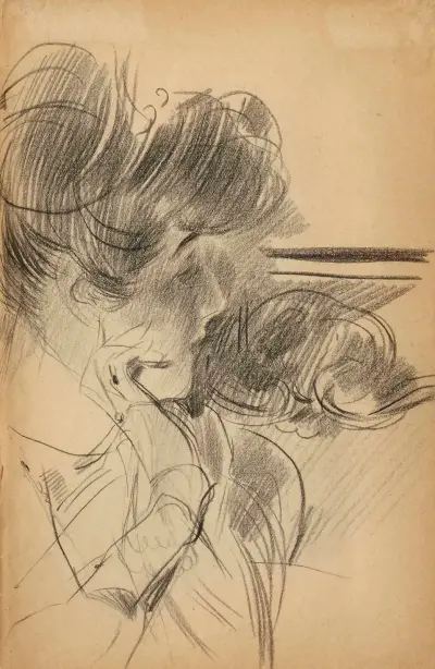 Porträtt av kvinna i profil, byst av Giovanni Boldini