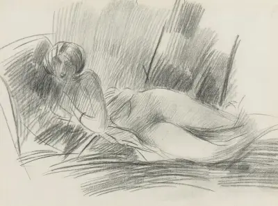Liggande kvinnlig nakenstudie av Giovanni Boldini