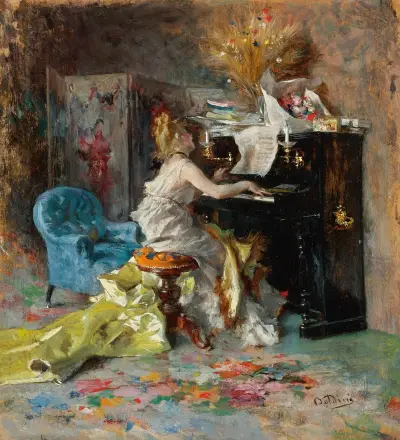 Signora Al Pianoforte (Woman At a Piano) av Giovanni Boldini