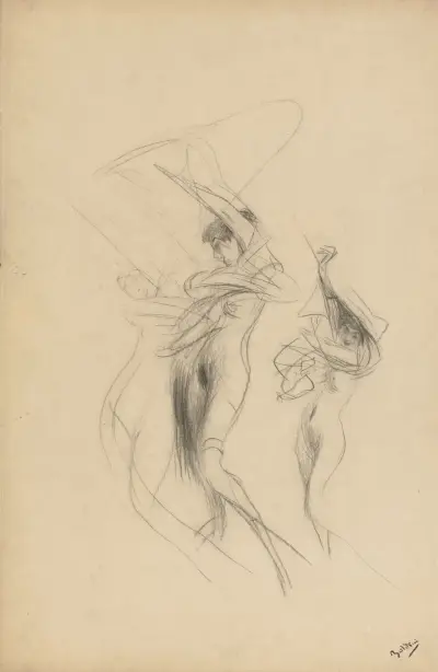Studie av dansande nakna kvinnor av Giovanni Boldini