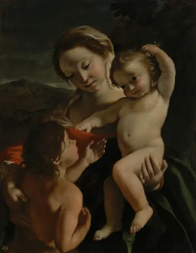 Madonna and Child with the Infant Saint John the Baptist av Giovanni Lanfranco