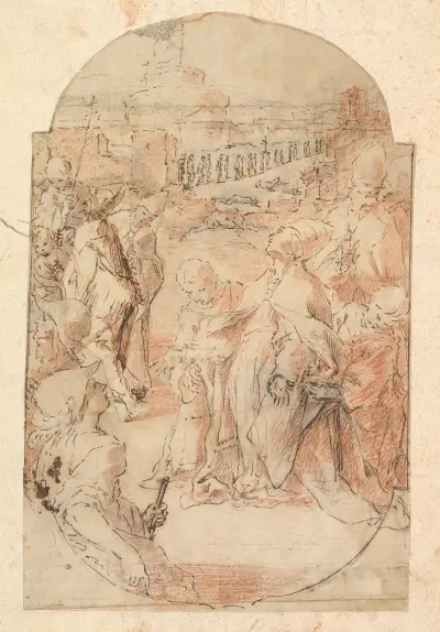 The Consecration of the Site of a Church in Rome by a Pope av Giovanni Lanfranco