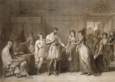Bayard Refusing the Presents of His Hostess, in Brescia av Anne Louis Girodet-Trioson