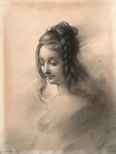 Girl head study av Anne Louis Girodet-Trioson