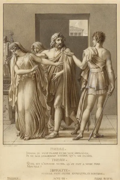 Phaedra Rejecting the Embraces of Theseus av Anne Louis Girodet-Trioson