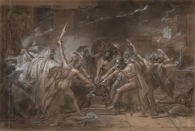 The Oath of the Seven Chiefs against Thebes av Anne Louis Girodet-Trioson