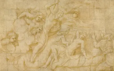 Bacchus födelse av Giulio Romano