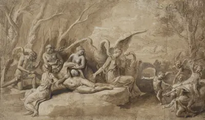 Venus mourning the death of Adonis av Giulio Romano
