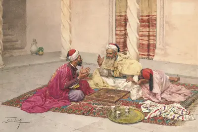 Backgammon Players In A Courtyard av Giulio Rosati