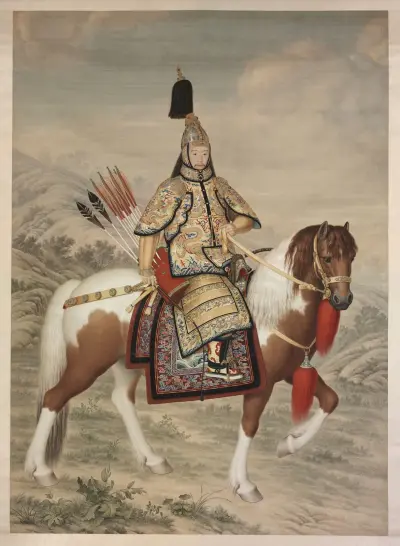 The Qianlong Emperor in Ceremonial Armor on Horseback av Giuseppe Castiglione