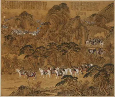 郎世宁哨鹿图轴 av Giuseppe Castiglione