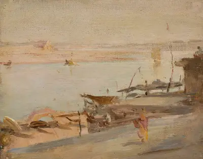 Benares, Ganges. Från resan till Indien av Jan Ciągliński