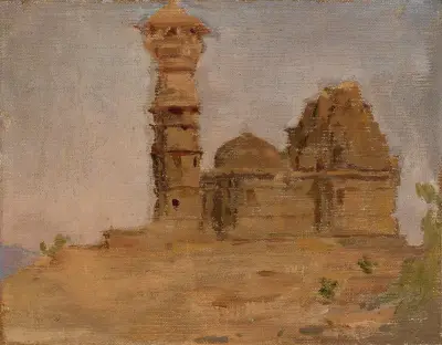 Övergivet antikt tempel i Chittorgarh. Från resan till Indien av Jan Ciągliński