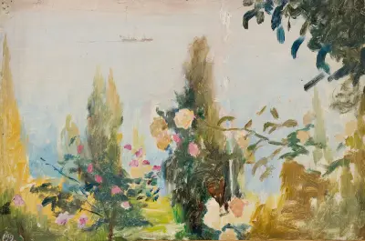 Garden of the Bakhchi-Dere villa in Yalta. From the journey to Crimea av Jan Ciągliński