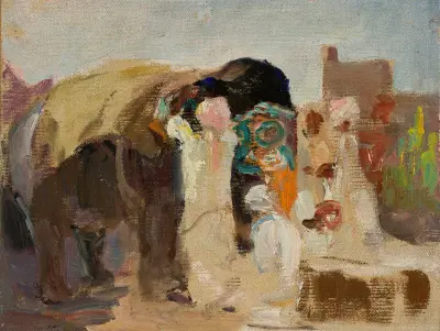 Jaipur – painting the elephant. From the journey to India von Jan Ciągliński