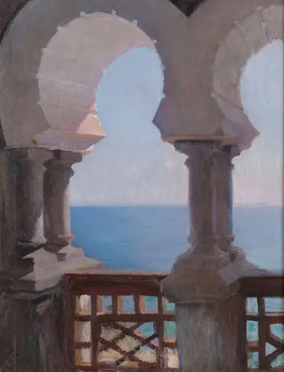 Moorish porch of the Bakhchi-Dere villa in Yalta. From the journey to Crimea av Jan Ciągliński